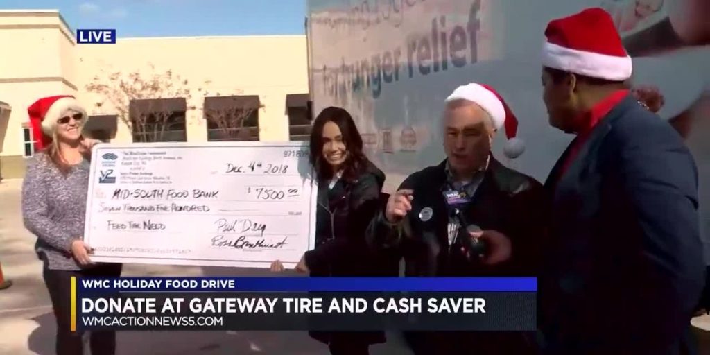wmc action news 5′s holiday food drive supports the mid-south food bank, gateway tire & service center